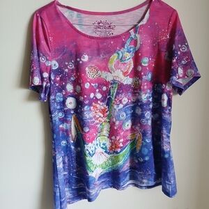 Leoma Lovegrove 3/4 Sleeve Blouse Womens L Anchor All Over Print Artsy